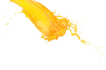 Orange juice Liquid Splashing fall drop on white color background. include Clipping part. 3D Render
