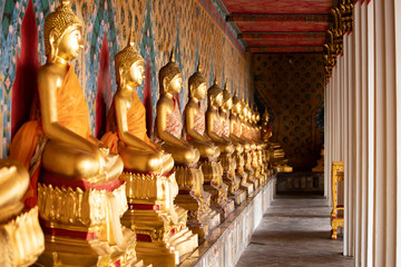 Ancient Buddha's statue at Wat Pho Temple, Bangkok, Thailand.