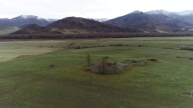 Royal burial mounds in the valley of the kings in Altai