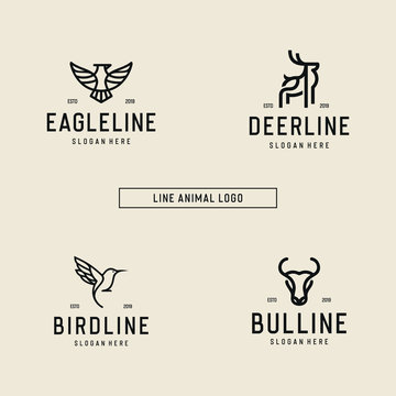 animal set logo design vector