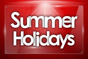 Summer Holidays word in colored rectangles background