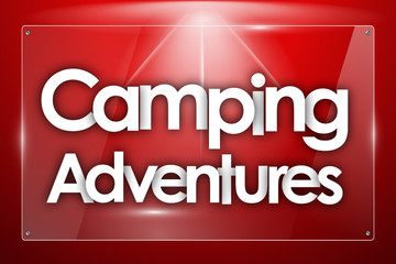 Camping Adventures word in colored rectangles background