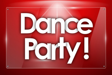 Dance Party word in colored rectangles background
