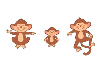 Obraz na płótnie Canvas Set of cute monkeys