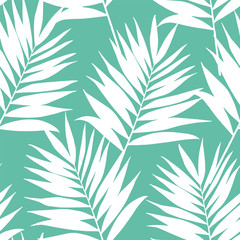 Palm Leaves Pattern. Endless Background. Seamless