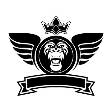 gorilla head logo vector image