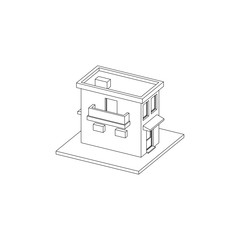 Simple isometric hotel isolated images