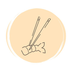 sushi icon logo vector illustration on pink circle with brush texture