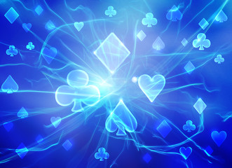 Fototapeta na wymiar Blue light poker raster background.