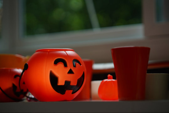 Halloween Glitter Pumpkin At Night Light