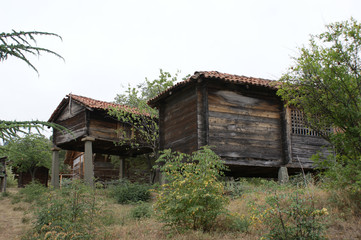 ancient wooden house. 19th century vintage wooden house in the countryside