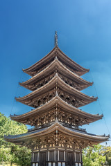 Obraz premium Five-story wooden pagoda (Go-Ju-No-To) at Kofuku-ji. Located at Noborioji District in Nara city, Japan