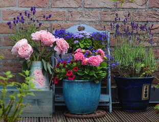 Floral decor near house