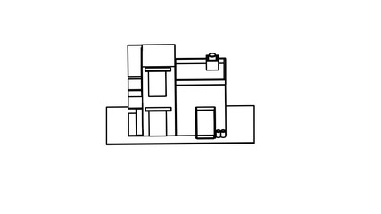 line art isometric icon of shop building