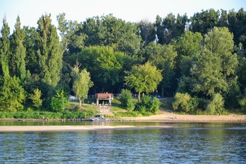 Vistula river. Vistula embankement and observation deck at the left bank of Vistula river in Torun, Poland. The best place to admire panorama of the city