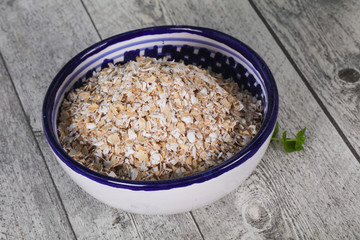 Raw oats in the bowl
