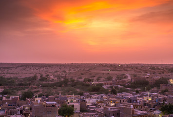 Sunset in Golden City Jaisalmer in Rajasthan