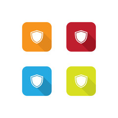 Colorful Shield Icons With Long Shadow