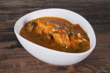 Traditional thai curry chicken soup