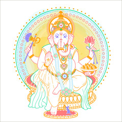 Ganesh Puja linear style icon