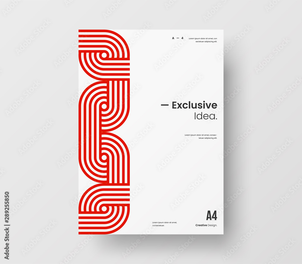 Wall mural amazing business presentation vector a4 vertical orientation front page mock up. modern corporate re