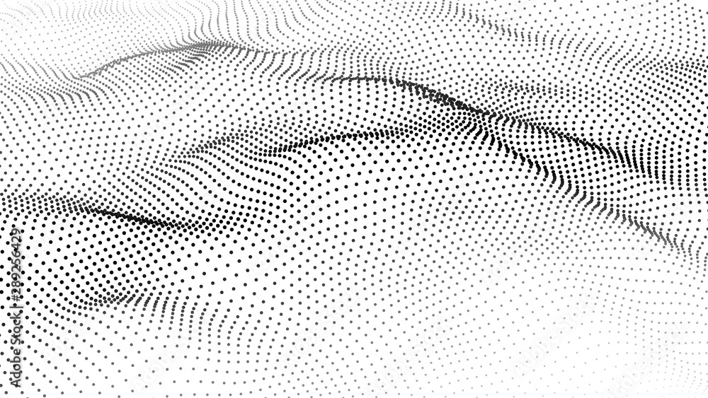 Poster abstract wave in white background. wave of particles. vector illustration.