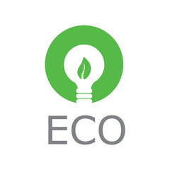 Eco logo. Green sprout in a silhouette of a light bulb. Vector graphics
