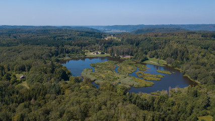 Fototapeta na wymiar Luftbild Region der 1000 Seen im Haute Saone, Frankreich