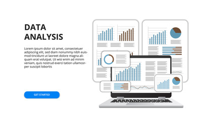 data analysis for business finance report concept with illustration of 3D laptop and graph