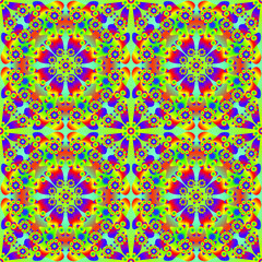 Seamless endless vector repeating multicolored bright ornament of different colors