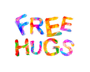 Free hugs. Vector triangular letters