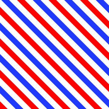 	 Red and blue diagonal lines seamless pattern abstract. Barbershop vintage texture.