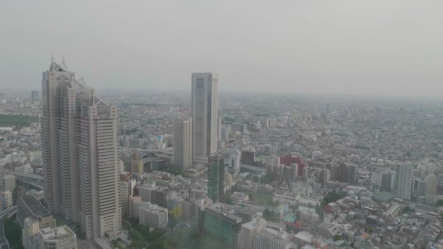 Smooth panning shot of an urban scenery of Tokyo.