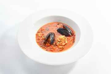 Tomato soup with seafood