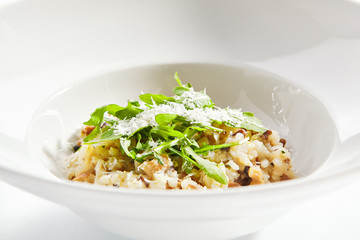Risotto with boletus forest mushrooms