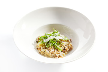 Risotto with boletus forest mushrooms