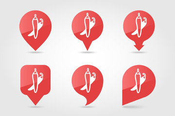 Chilli pepper flat pin map icon. Vegetable vector
