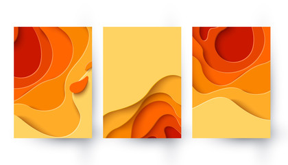 Autumn sale - yellow paper cut shapes background
