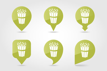 Asparagus flat pin map icon. Vegetable vector