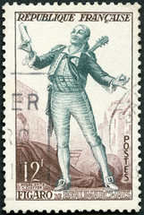 FRANCE - 1953: shows Figaro from the Barber of Seville by Pierre Beaumarchais (1732-1799), 1953