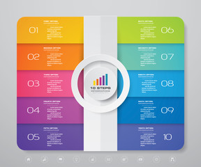 10 steps simple&editable process chart infographics element. EPS 10.	
