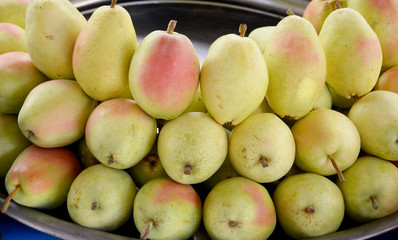 organic and fresh pears at the market