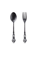 space vintage spoon and fork on isolated white background
