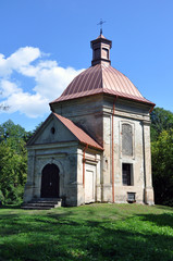 Fototapeta na wymiar Republic of Belarus, Pinsky district, Duboe village. Chapel of the Exaltation of the Cross