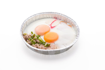 panned egg on isolated white background