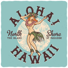 Illustration of the dancing girl. Vector illustration. T-shirt or poster design.