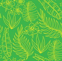 Seamless pattern with hawaiian vegetation.