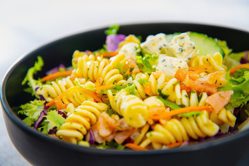 Fresh seafood salad with smoked salmon