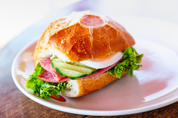 Sandwich with ham and lettuce