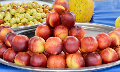 organic and fresh nectarines at the market